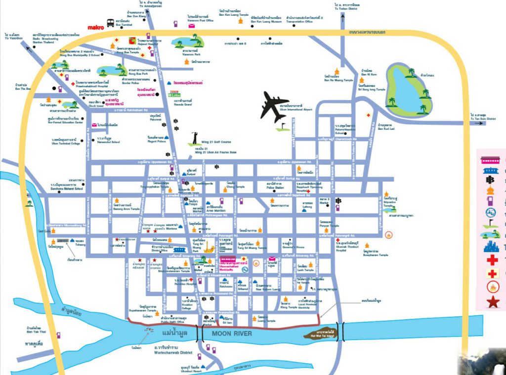 แผนที่ถนนในเมืองอุบลราชธานี