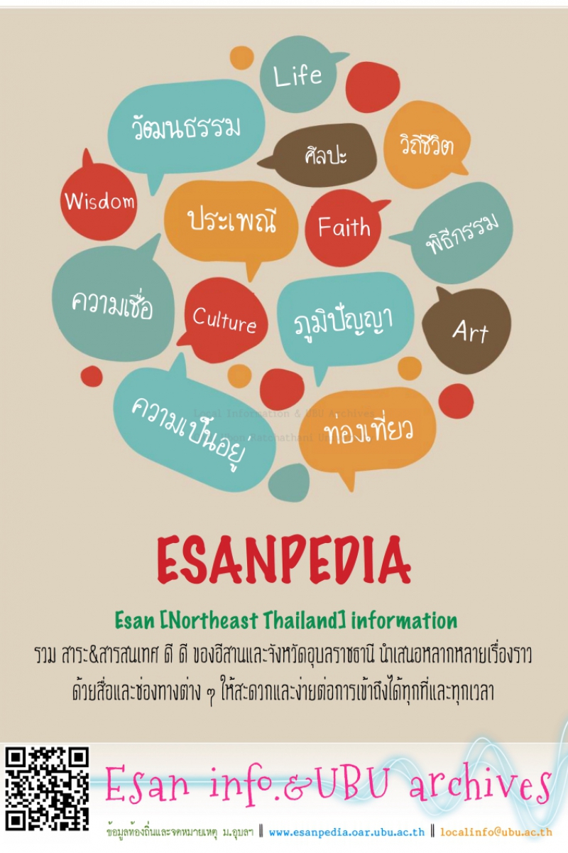 โปสเตอร์ประชาสัมพันธ์แหล่งเรียนรู้ศิลปวัฒนธรรมและภูมิปัญญาท้องถิ่นอีสาน โดย งานข้อมูลท้องถิ่น สำนักวิทยบริการ