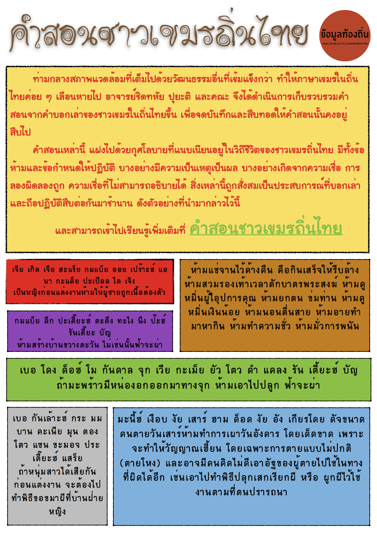 คำสอนชาวเขมรถิ่นไทย