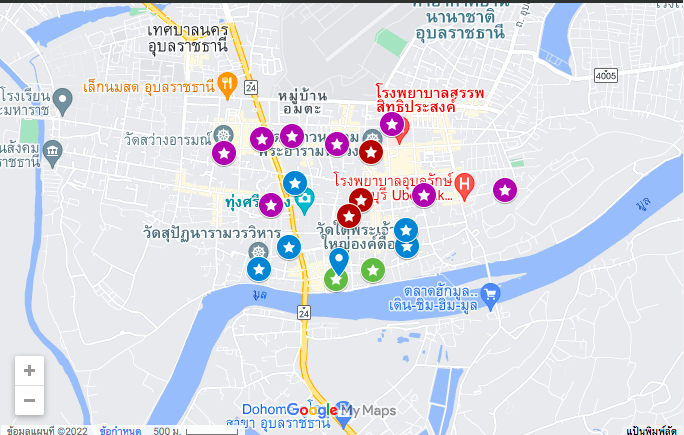 แผนที่วัดเก่าอุบลราชธานี